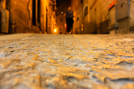 Jerusalem Israel May 31, 2018 View of the street of the old city of Jerusalem from the ground in the nightのeditorial素材