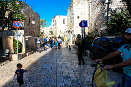 351 Jerusalem Israel May 31, 2018 View of unknowns people walking in the street of the old city of...
