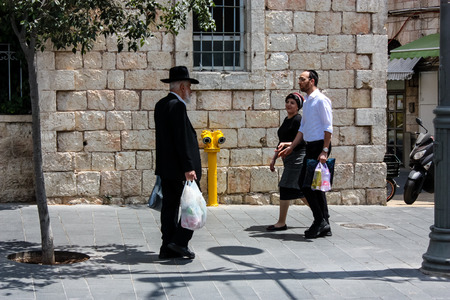 Jerusalem Israel June 1, 2018 View of unknowns people walking on Jaffa street in Jerusalem in the morningのeditorial素材