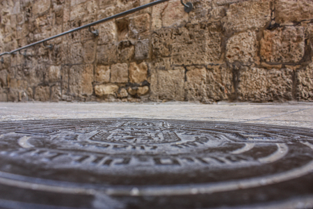 Jerusalem Israel June 07, 2018 View of the street of the old city of Jerusalem from the groundの写真素材