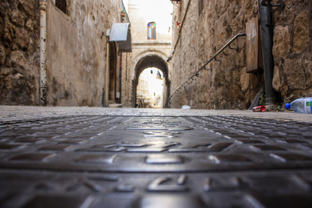 Jerusalem Israel June 07, 2018 View of the street of the old city of Jerusalem from the ground