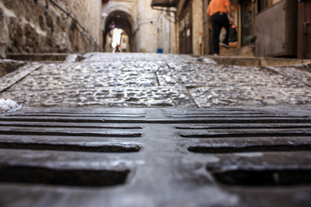 Jerusalem Israel June 07, 2018 View of the street of the old city of Jerusalem from the groundの写真素材