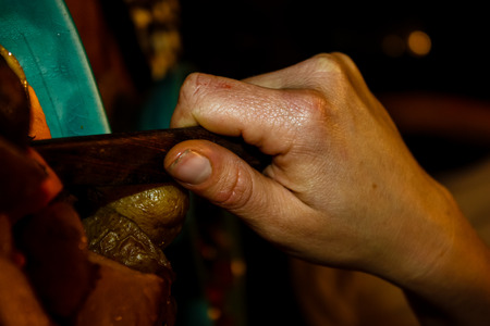 Closeup of traditional Israeli food for Shabbat in Israelの写真素材
