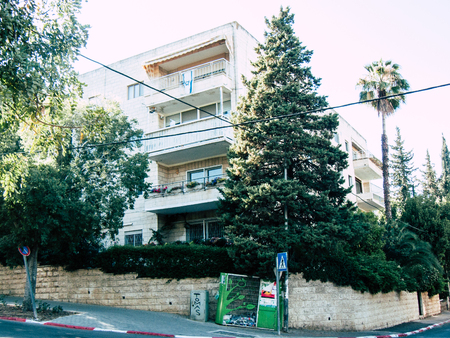 Jerusalem Israel June 14, 2018 View of the building in Jabotinsky street of Jerusalem in Israelのeditorial素材