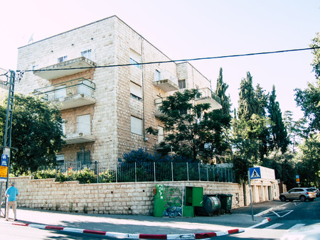 Jerusalem Israel June 14, 2018 View of the building in Jabotinsky street of Jerusalem in Israelのeditorial素材