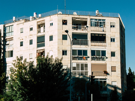 Jerusalem Israel June 14, 2018 View of the building in Jabotinsky street of Jerusalem in Israelのeditorial素材