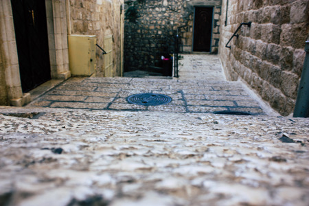 Jerusalem israel June 09, 2018 View of the street of the old city of Jerusalem from the ground level in the afternoonのeditorial素材