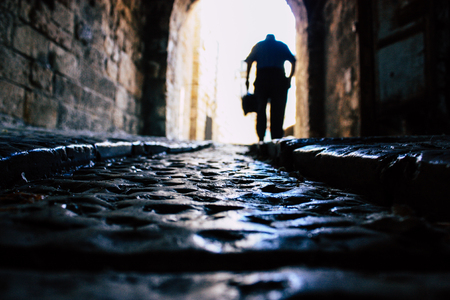 Jerusalem israel June 09, 2018 View of the street of the old city of Jerusalem from the ground level in the afternoonのeditorial素材