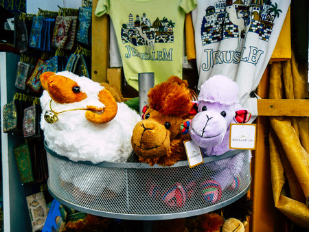 Jerusalem Israel June 07, 2018 Closeup of decorative objects sold in the bazaar of the old city of Jerusalemのeditorial素材