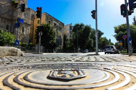 Jerusalem israel June 09, 2018 View of the street of Jerusalem from the ground level in the afternoonのeditorial素材