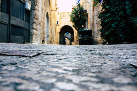 Jerusalem israel June 09, 2018 View of the street of the old city of Jerusalem from the ground level in the afternoonのeditorial素材