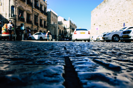 Jerusalem israel June 09, 2018 View of the street of the old city of Jerusalem from the ground level in the afternoonのeditorial素材