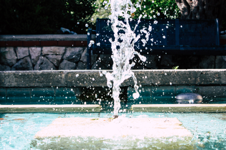 view of the Teddy park garden and fountain in Jerusalem Israelの写真素材