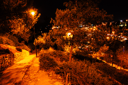 Jerusalem Israel June 22, 2018 Panoramic view of Jerusalem in the night from the outer wall of the old cityのeditorial素材