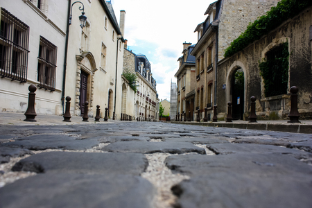 Reims France July 03, 2018 View of traditional buildings in the streets in the city center of Reims in the afternoonのeditorial素材