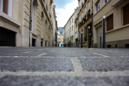 Reims France July 03, 2018 View of traditional buildings in the streets in the city center of Reims in the afternoonのeditorial素材