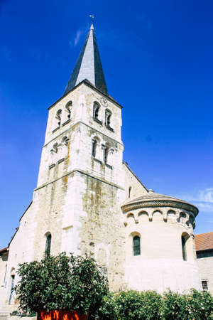 Bezannes France july 07, 2018 View of the church of Bezannes under a blue sky in France in the...