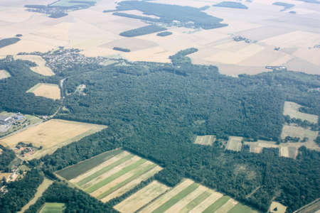 France June 29, 2018 Aerial view of France countryside near Paris in France at 10,000 feet altitude in the afternoonのeditorial素材