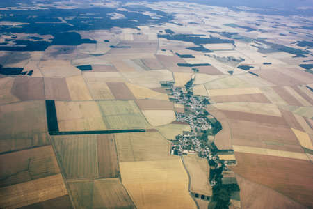 France - Aerial view of France countryside near Paris in France at 10,000 feet altitude in the...