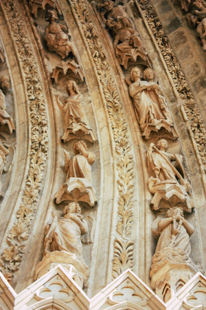 Reims France July 16, 2018 View of the exterior facade of Notre Dame Cathedral in Reims in the afternoonのeditorial素材