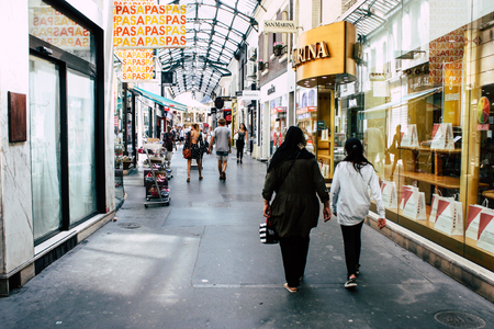 Reims France July 23, 2018 View of unknowns people walking in the street of Reims in the afternoonのeditorial素材