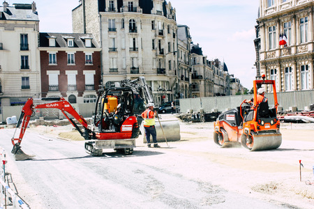 Reims France July 16, 2018 View of a building site of a new building in Reims in the afternoon