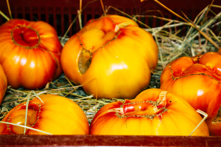 Reims France July 14, 2018 View of vegetables and fruits sold at the Reims market in the morningのeditorial素材