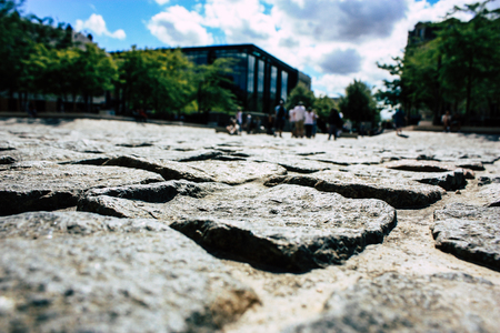 Reims France August 13, 2018 View of unknowns people walking front the Notre Dame Cathedral of Reims in the afternoonのeditorial素材