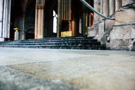 Reims France August 13, 2018 View of the architecture inside the Notre Dame Cathedral of Reims in the afternoonのeditorial素材