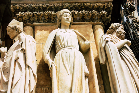 Reims France August 13, 2018 View of the exterior facade of Notre Dame Cathedral in Reims in the afternoonのeditorial素材