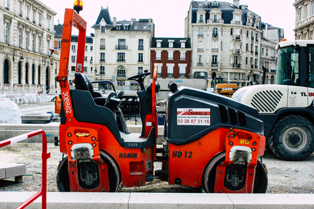 Reims France August 13, 2018 View of a construction site of a new building in Reims in the afternoon