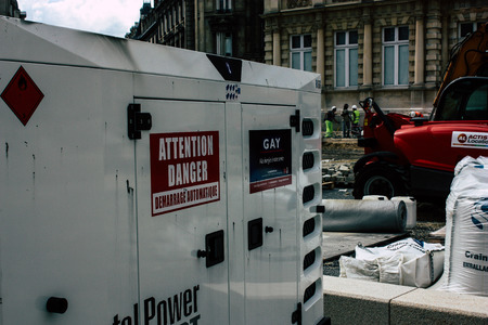 Reims France August 13, 2018 View of a construction site of a new building in Reims in the afternoonのeditorial素材