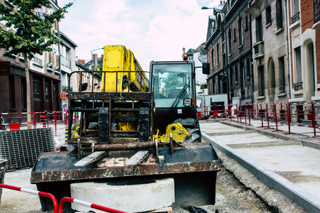 Reims France August 13, 2018 View of a construction site of a new building in Reims in the afternoonのeditorial素材