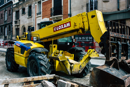 Reims France August 13, 2018 View of a construction site of a new building in Reims in the afternoon