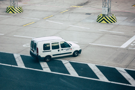 Paris France August 19, 2018 View of the departure area of ??the terminal 2C at the Charles de Gaulle International airport in the eveningのeditorial素材