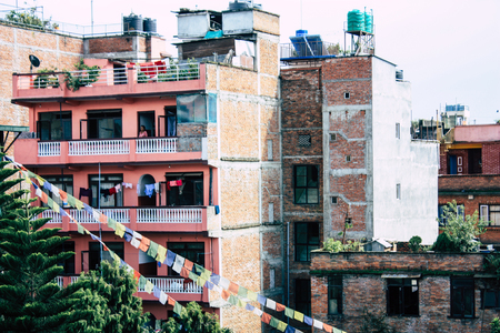 Kathmandu Nepal August 22, 2018 Cityscape from the rooftop of a building located the center of Thamel quarter in Kathmandu in the afternoonのeditorial素材