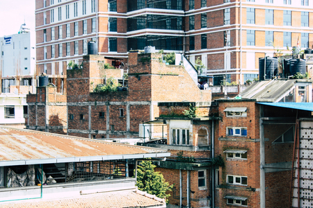 Kathmandu Nepal August 22, 2018 Cityscape from the rooftop of a building located the center of Thamel quarter in Kathmandu in the afternoonのeditorial素材
