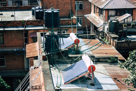 Kathmandu Nepal August 22, 2018 Cityscape from the rooftop of a building located the center of Thamel quarter in Kathmandu in the afternoonのeditorial素材
