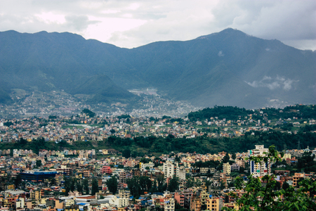 Kathmandu Nepal August 23, 2018 Cityscape from the top of the Monkey temple in Swayambhunath area in Kathmanduのeditorial素材