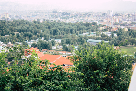 Kathmandu Nepal August 23, 2018 Cityscape from the top of the Monkey temple in Swayambhunath area in Kathmanduのeditorial素材