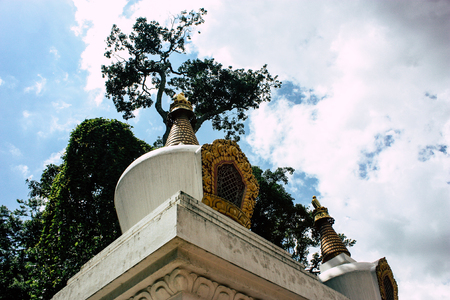 Kathmandu Nepal August 23, 2018 View of the temple located at the bottom of the Monkey temple in Swayambhunath district in Kathmandu in the eveningのeditorial素材