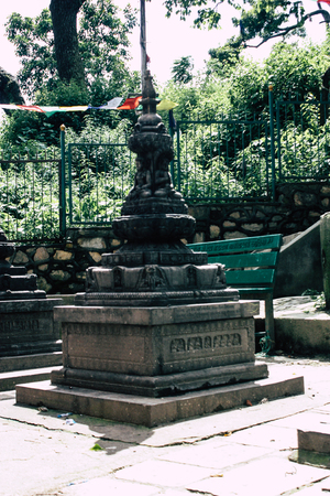 Kathmandu Nepal August 23, 2018 View of the temple located at the bottom of the Monkey temple in Swayambhunath district in Kathmandu in the eveningのeditorial素材
