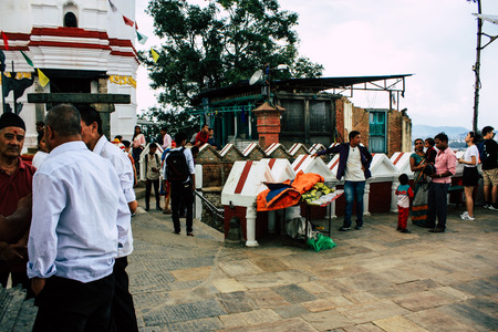 Kathmandu Nepal August 23, 2018 View of unknowns tourist visiting the Monkey temple located...