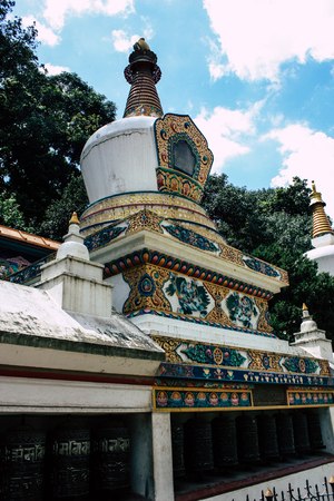Kathmandu Nepal August 23, 2018 View of the temple located at the bottom of the Monkey temple in Swayambhunath district in Kathmandu in the eveningのeditorial素材