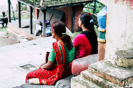 Kathmandu Nepal August 23, 2018 View of unknowns tourist visiting the Monkey temple located Swayambhunath district in Kathmandu in the eveningのeditorial素材