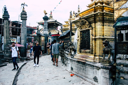 Kathmandu Nepal August 23, 2018 View of unknowns tourist visiting the Monkey temple located...