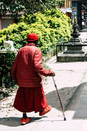 Kathmandu Nepal August 23, 2018 View of unknowns tourist visiting the Monkey temple located...