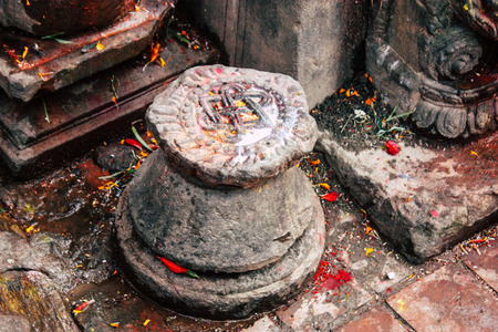 Kathmandu Nepal August 27, 2018 Closeup of a place of worship inside the Pashupatinath temple in the morningのeditorial素材