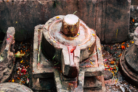 Kathmandu Nepal August 27, 2018 Closeup of a place of worship inside the Pashupatinath temple in the morningのeditorial素材
