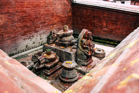 Kathmandu Nepal August 27, 2018 Closeup of a place of worship inside the Pashupatinath temple in the morningのeditorial素材